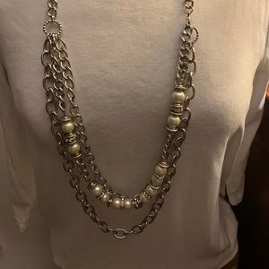 Premier designs multi strand Silvertone necklace